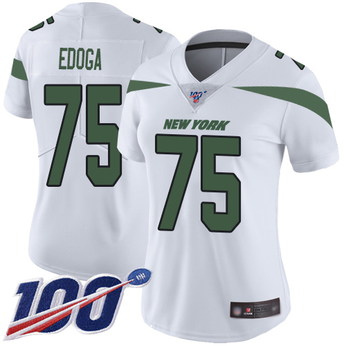 New York Jets Limited White Women Chuma Edoga Road Jersey NFL Football 75 100th Season Vapor Untouchable